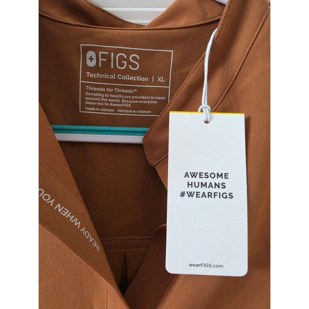 FIGS Rafaela Scrub Bodysuit XL Brown Sleeveless Mandarin Collar Brief New - Picture 2 of 5